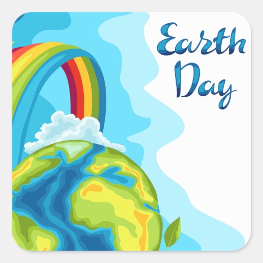 Earth Day Square Sticker (Voorkant)
