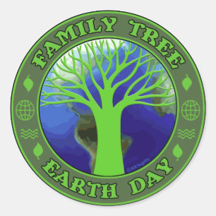 Earth Day-stamboom Ronde Sticker