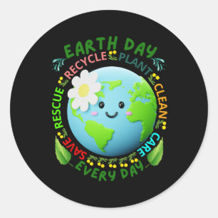 Earth Day Teacher Environment Day Recyclen Earth D Ronde Sticker