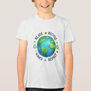 Earth Day Teacher Environment Day Recyclen Earth D Tri-Blend Shirt