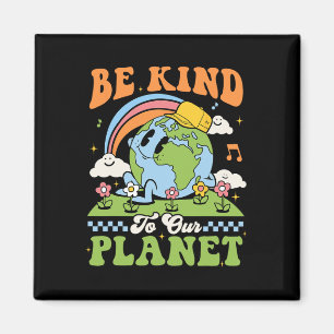 Earth Day Wees aardig voor onze planeet Retro Groo Magneet