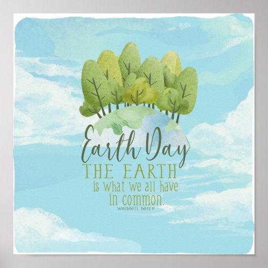 Earth Day Whimsical waterverf poster met quote (Voorkant)