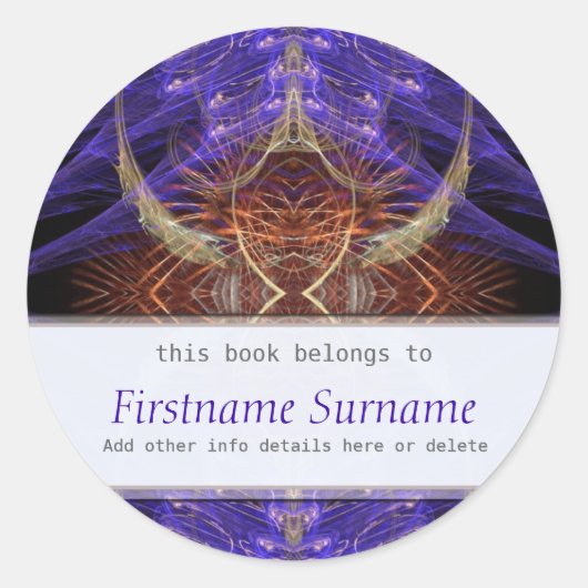 Earth Feathers Fractal Art Bookplate Sticker (Voorkant)