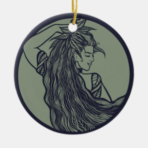 Earth Goddess Green Witch Pagan Druid Witches Keramisch Ornament