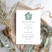 Earth Green Blush Waterverf Monogram Trouwen Kaart