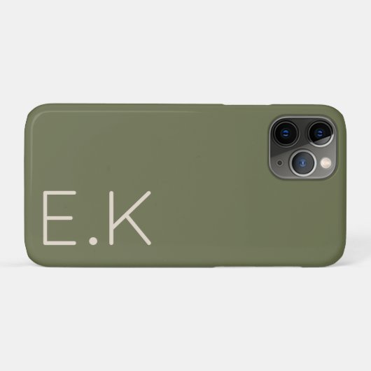 Earth Green minimaal gepersonaliseerd Initiaal mon Case-Mate iPhone Case (Achterkant (horizontaal))