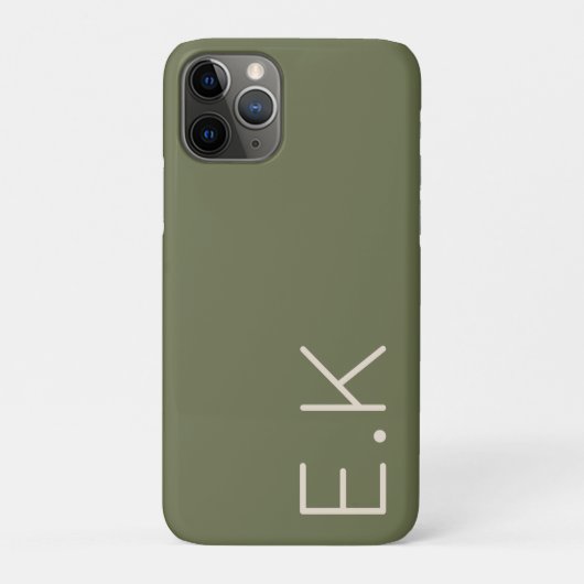 Earth Green minimaal gepersonaliseerd Initiaal mon Case-Mate iPhone Case (Achterkant)