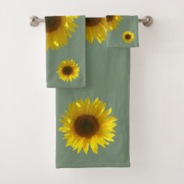 Earth Green Sunflower Bad Handdoek
