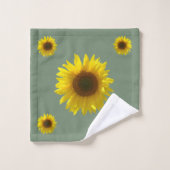 Earth Green Sunflower Bad Handdoek (Wasdoekje)
