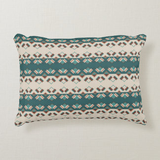Earth Grid Teal and Brown Accent Kussen