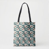 Earth Grid Teal and Brown Tote Draagtas (Voorkant)