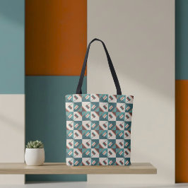 Earth Grid Teal and Brown Tote Draagtas