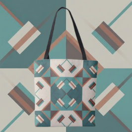 Earth Grid Teal and Brown Tote Draagtas