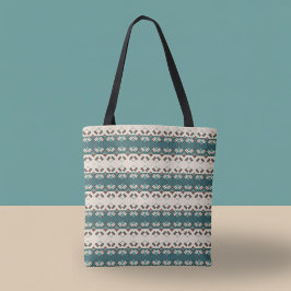 Earth Grid Teal and Brown Tote Draagtas
