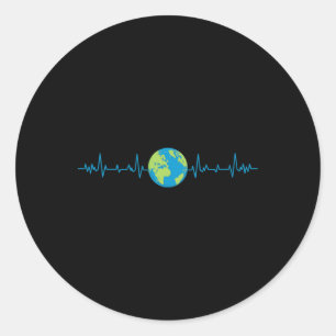 Earth Heartbeat Funny Earth's Day Red onze planeet Ronde Sticker
