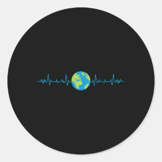Earth Heartbeat Funny Earth's Day Red onze planeet Ronde Sticker