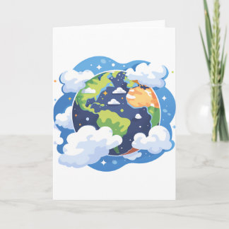 Earth Illustration with Clouds in Space Kaart