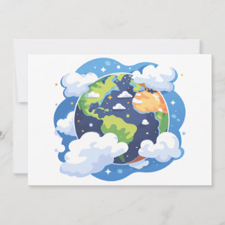  Earth Illustration with Clouds in Space Kaart
