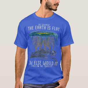 Earth Is Flat Society Turtle Elephants Science Ani T-shirt