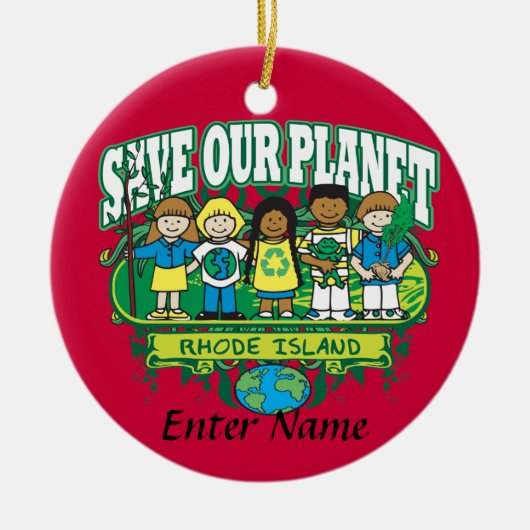 Earth Kinder Rhode Island Keramisch Ornament (Voorkant)
