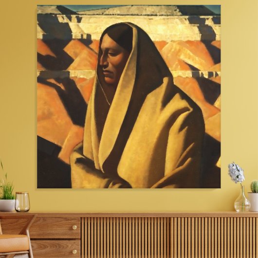 "Earth Knower" Westerne kunst van Maynard Dixon Canvas Afdruk (Insitu (Woonkamer))