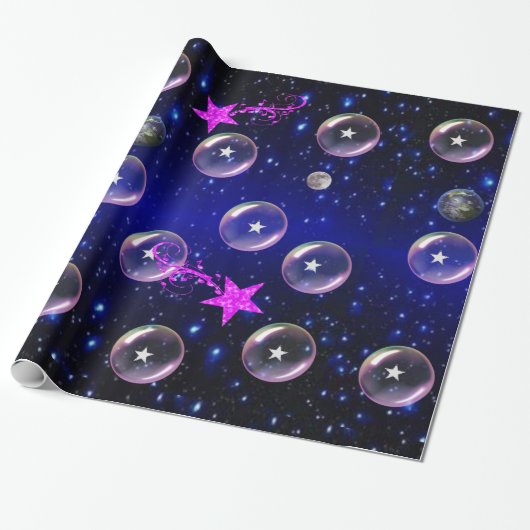 Earth Moon Wrapping Paper Cadeaupapier (Uitgerold)