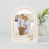 Earth Neutral 2 foto bruiloft dank je kaart (Staand voorkant)