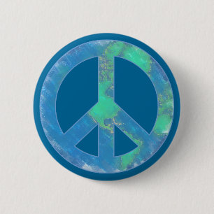Earth Peace Sign-Button Ronde Button 5,7 Cm