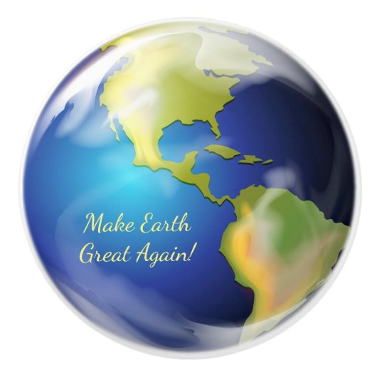 Earth Planet World Design Ceramic Knop (Voorkant)