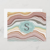 Earth Rainbow Marble Gemstone Pattern Monogram Briefkaart (Voorkant / Achterkant)