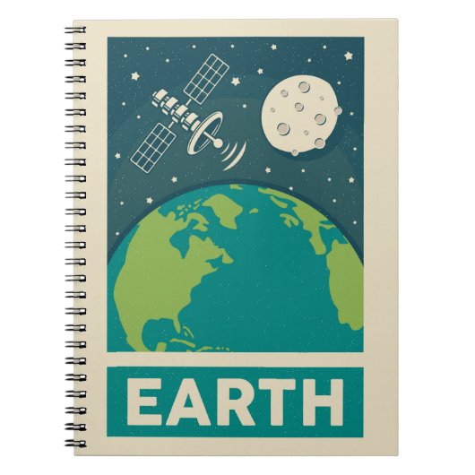 Earth Retro Galaxy Satellite Notitieboek (Voorkant)