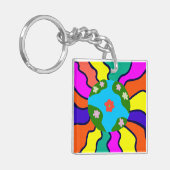 Earth Retro Vibes Art Sleutelhanger (Voorkant Links)