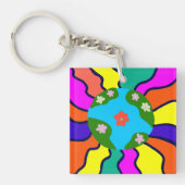 Earth Retro Vibes Art Sleutelhanger (Voorkant)