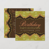 Earth Royal Lace Birthday + alle uitnodigingen voo (Voorkant / Achterkant)