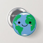 Earth Smiley Face Ronde Button 5,7 Cm (Voorkant /achterkant)