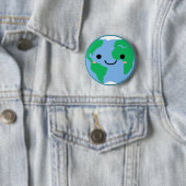 Earth Smiley Face Ronde Button 5,7 Cm (In situ)