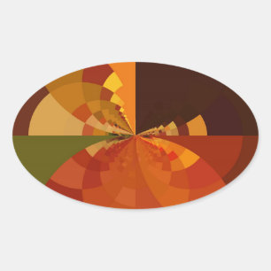 Earth Tone Abstracte Kleurenkunst Print Design Ovale Sticker