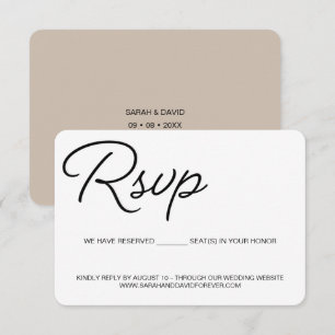 Earth tone Beige Gereserveerde Stoelen Custom RSVP Informatiekaartje