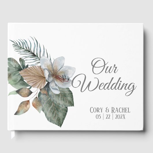  Earth Tone Boho Bouquet Wedding Guestbook Gastenboek (Voorkant)