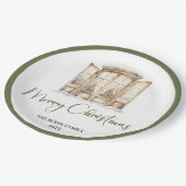 Earth Tone Christmas Script Custom Family Name  Papieren Bordje (Gekanteld)