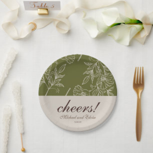 Earth Tone Floral Cheers! Wedding Onderzetter guns Papieren Bordje