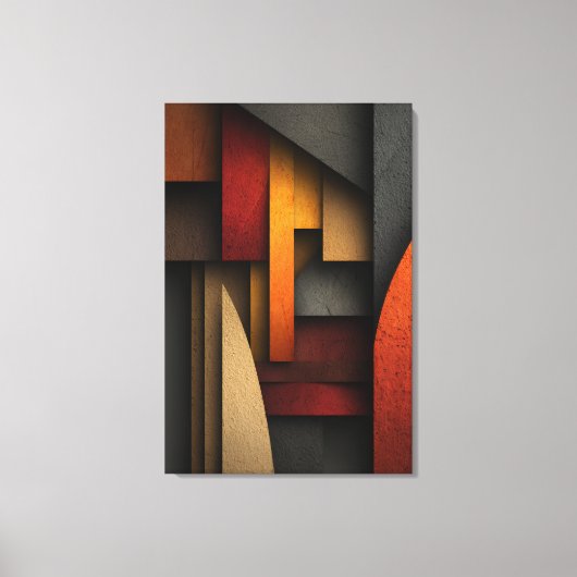 Earth Tone Geometric Layers Abstract Canvas Afdruk (Voorkant)