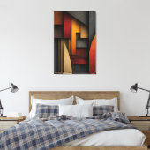 Earth Tone Geometric Layers Abstract Canvas Afdruk (Insitu (Slaapkamer))