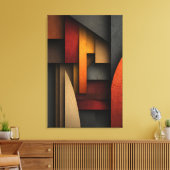 Earth Tone Geometric Layers Abstract Canvas Afdruk (Insitu (Woonkamer))