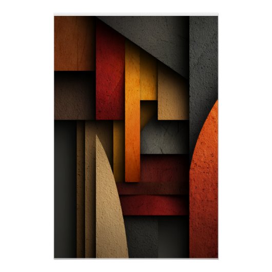 Earth Tone Geometric Layers Abstract Perfect Poster (Voorkant)
