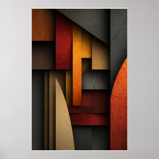 Earth Tone Geometric Layers Abstract Poster (Voorkant)