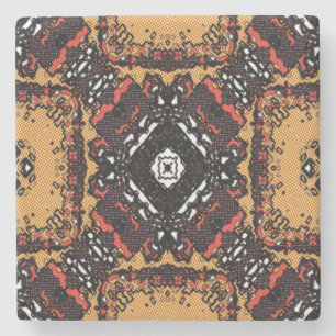 Earth Tone Golden Browns Oude Wereld Patroon Stenen Onderzetter