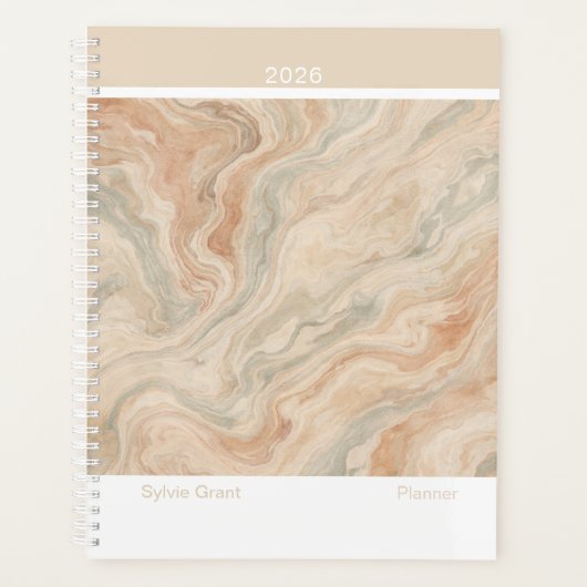 Earth Tone Marble Modern Large Planner (Voorkant)
