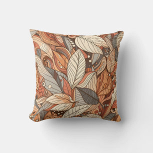 Earth Tone Neutral Abstract Leaves Sierkussen