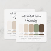 Earth Tone Neutral Wedding Color Palette Card Kaart (Voorkant / Achterkant)